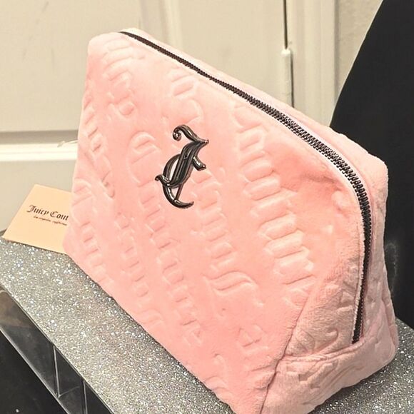 Juicy Couture JC Signature Logo Velour Cosmetic Pouch - Picture 3 of 6